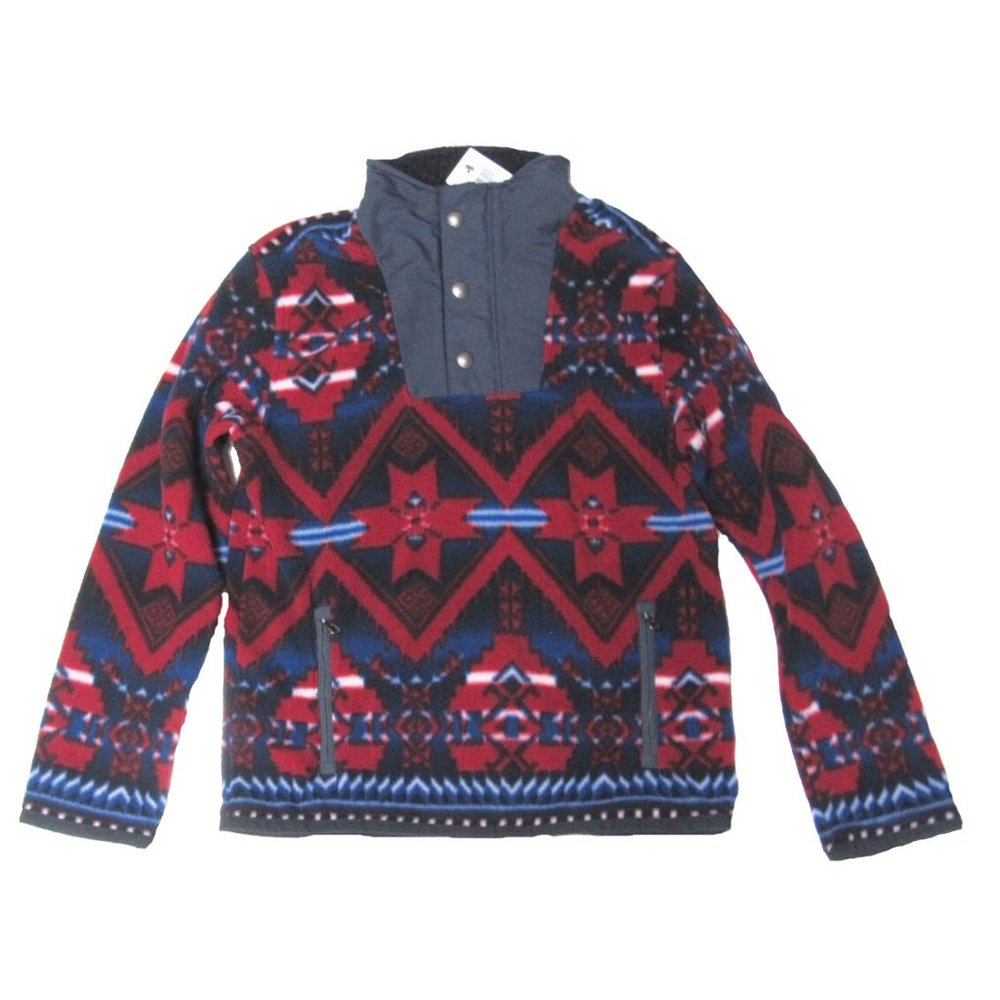 NEW $135 Polo Ralph Lauren Kids Fleece Jacket Navy Red Nordic Snowflake 1/2 Zip